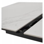 Стол КОМИЛЬФО МИНИ 100 БЕЛЫЙ МРАМОР с прожилками латте, керамика / ЧЕРНЫЙ, М-City