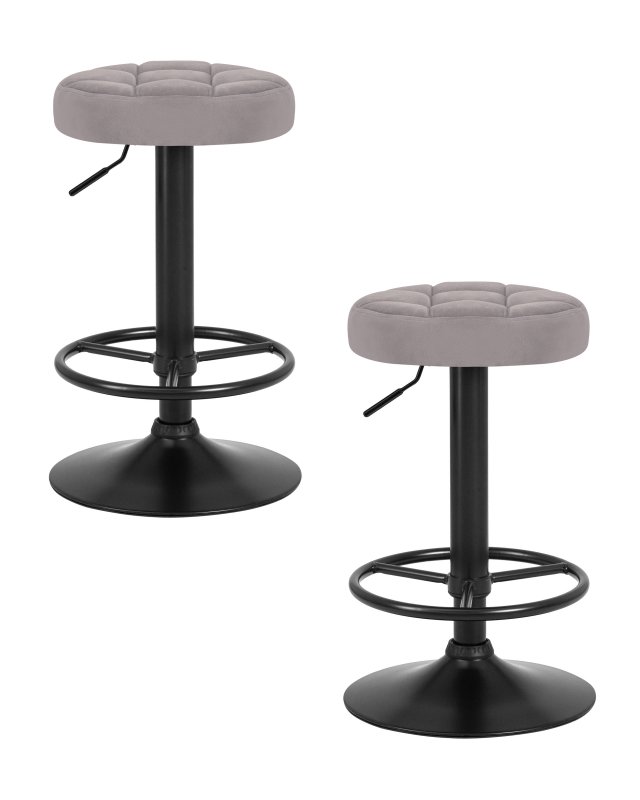 Набор 2 шт Табурет барный DOBRIN BRUNO BLACK, серый велюр (MJ9-75)