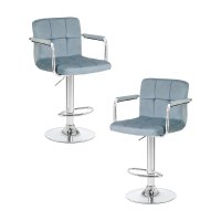 Набор 2 шт Стул барный DOBRIN KRUGER ARM, пудрово-голубой велюр (MJ9-74)
