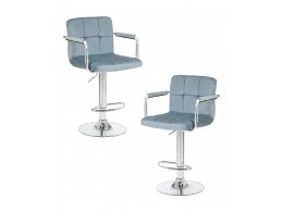 Набор 2 шт Стул барный DOBRIN KRUGER ARM, пудрово-голубой велюр (MJ9-74)
