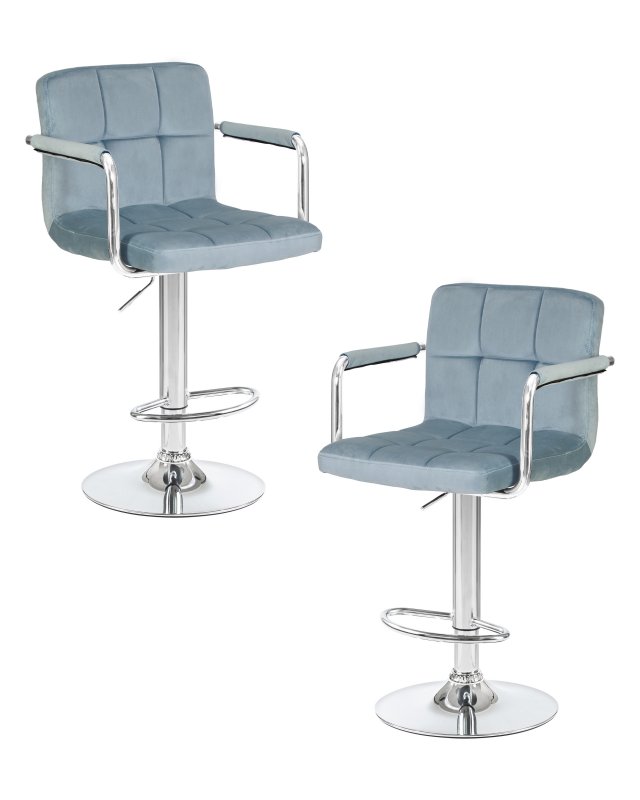 Набор 2 шт Стул барный DOBRIN KRUGER ARM, пудрово-голубой велюр (MJ9-74)