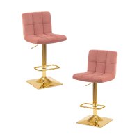Набор 2 шт Стул барный DOBRIN GOLDIE, пудрово-розовый велюр (MJ9-32)