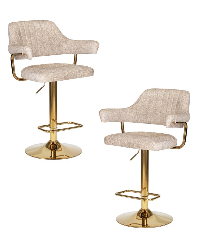 Набор 2 шт Стул барный DOBRIN CHARLY GOLD, бежевый твид (LEO26)