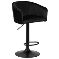 Стул барный DOBRIN DARCY BLACK SHINY, черный велюр с черно-золотыми пайетками Стул барный DOBRIN DARCY BLACK SHINY, черный велюр с черно-золотыми пайетками