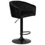 Стул барный DOBRIN DARCY BLACK SHINY, черный велюр с черно-золотыми пайетками