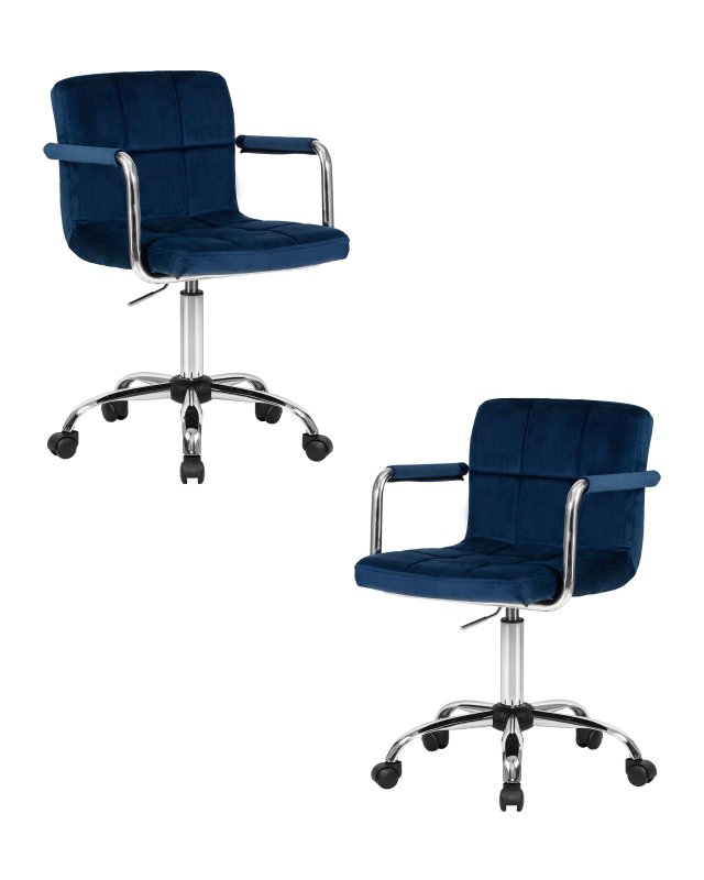 Набор 2 шт Офисное кресло для персонала DOBRIN TERRY, синий велюр (MJ9-117)