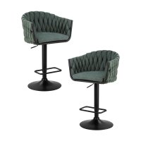 Набор 2 шт Стул барный DOBRIN LEON, зеленая ткань (LAR 275-23)