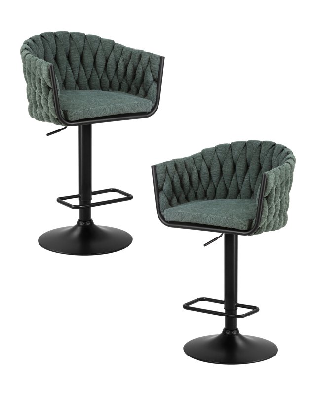 Набор 2 шт Стул барный DOBRIN LEON, зеленая ткань (LAR 275-23)