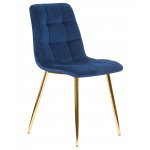 Стул обеденный DOBRIN ALEX, золотые ножки, темно-синий велюр (V108-67)