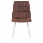 Стул обеденный DOBRIN ALEX, белые ножки, коричневая микрофибра (PK-03)