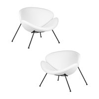 Набор 2 шт Кресло дизайнерское DOBRIN EMILY, белый винил YP17, черное основание