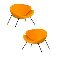 Набор 2 шт Кресло дизайнерское DOBRIN EMILY, желтая ткань AF13, черное основание