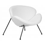 Набор 2 шт Кресло дизайнерское DOBRIN EMILY, белый (букле) ткань, черное основание