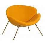 Набор 2 шт Кресло дизайнерское DOBRIN EMILY, желтая ткань AF13, золотое основание