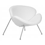 Кресло дизайнерское DOBRIN EMILY, белый (букле) ткань , хромированная сталь