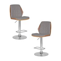 Набор 2 шт Стул барный DOBRIN PETER, серая ткань AAA 001