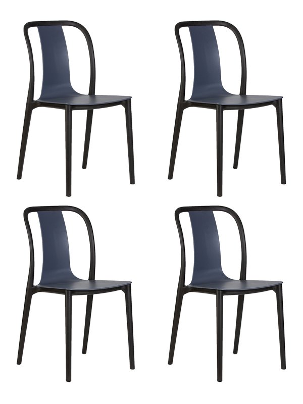 Набор 4 шт Стул обеденный DOBRIN ADAM, черный/серо-голубой