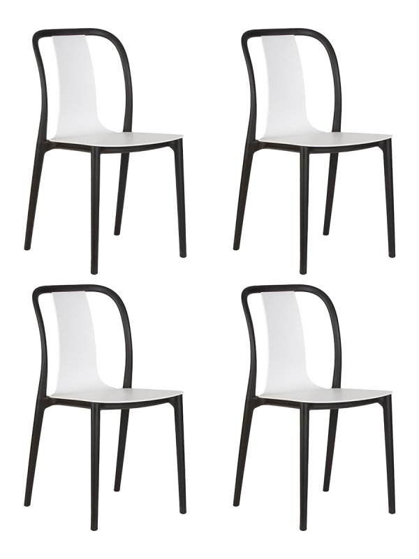 Набор 4 шт Стул обеденный DOBRIN ADAM, черный/белый