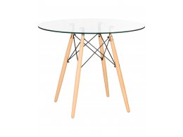 Стол обеденный DOBRIN CHELSEA`90 GLASS, ножки светлый бук, столешница стекло