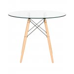 Стол обеденный DOBRIN CHELSEA`90 GLASS, ножки светлый бук, столешница стекло