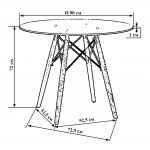 Стол обеденный DOBRIN CHELSEA`90 GLASS, ножки светлый бук, столешница стекло