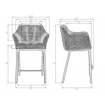 Набор 2 шт Стул барный DOBRIN LUCAS COUNTER, серая ткань (F-22)