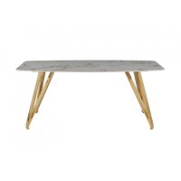 Стол обеденный Соар-2 F-1690,180х90х76 см, серо-золотая керамика/золото