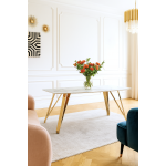 Стол обеденный Соар-2 F-1690,180х90х76 см, серо-золотая керамика/золото