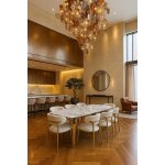 Стол обеденный Соар-2 F-1690,180х90х76 см, серо-золотая керамика/золото