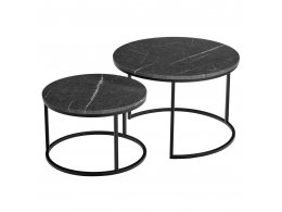 Набор кофейных столиков Tango серый мрамор с чёрными ножками, 2шт