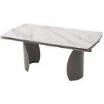 Стол ОЛЬХОН 180 БЕЛЫЙ МРАМОР АКТИВНЫЙ , керамика / Латте каркас, М-City
