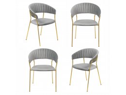 Комплект из 4-х стульев Turin серый, золотые ножки