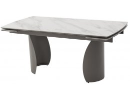 Стол ОЛЬХОН 180 БЕЛЫЙ МРАМОР АКТИВНЫЙ , керамика / Латте каркас, М-City