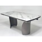 Стол ОЛЬХОН 180 БЕЛЫЙ МРАМОР АКТИВНЫЙ , керамика / Латте каркас, М-City