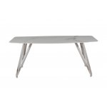 Стол обеденный Соар-2 F-1690,160х90х76 см, бело-серая керамика/хром серебро