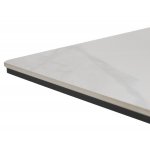 Стол КОМИЛЬФО МИНИ 100 БЕЛЫЙ МРАМОР с прожилками латте, керамика / ЧЕРНЫЙ, М-City