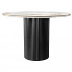 Стол Aura D110, керамогранит Calacatte gold мрамор, чёрный