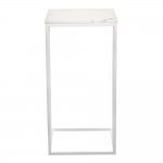 Придиванный столик Loft 35x35см, белый мрамор с белыми ножками