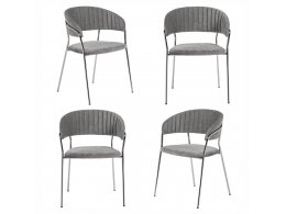 Комплект из 4-х стульев Turin серый вельвет с хромированными ножками