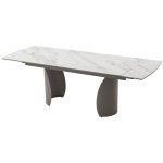 Стол ОЛЬХОН 180 БЕЛЫЙ МРАМОР АКТИВНЫЙ , керамика / Латте каркас, М-City