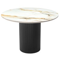 Стол Aura D110, керамогранит Calacatte gold мрамор, чёрный