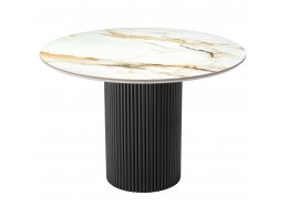 Стол Aura D110, керамогранит Calacatte gold мрамор, чёрный