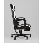 Кресло спортивное TopChairs Prophet с оттоманкой черно-белый