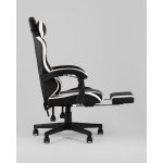 Кресло спортивное TopChairs Prophet с оттоманкой черно-белый