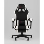 Кресло спортивное TopChairs Prophet с оттоманкой черно-белый