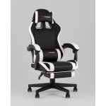 Кресло спортивное TopChairs Prophet с оттоманкой черно-белый