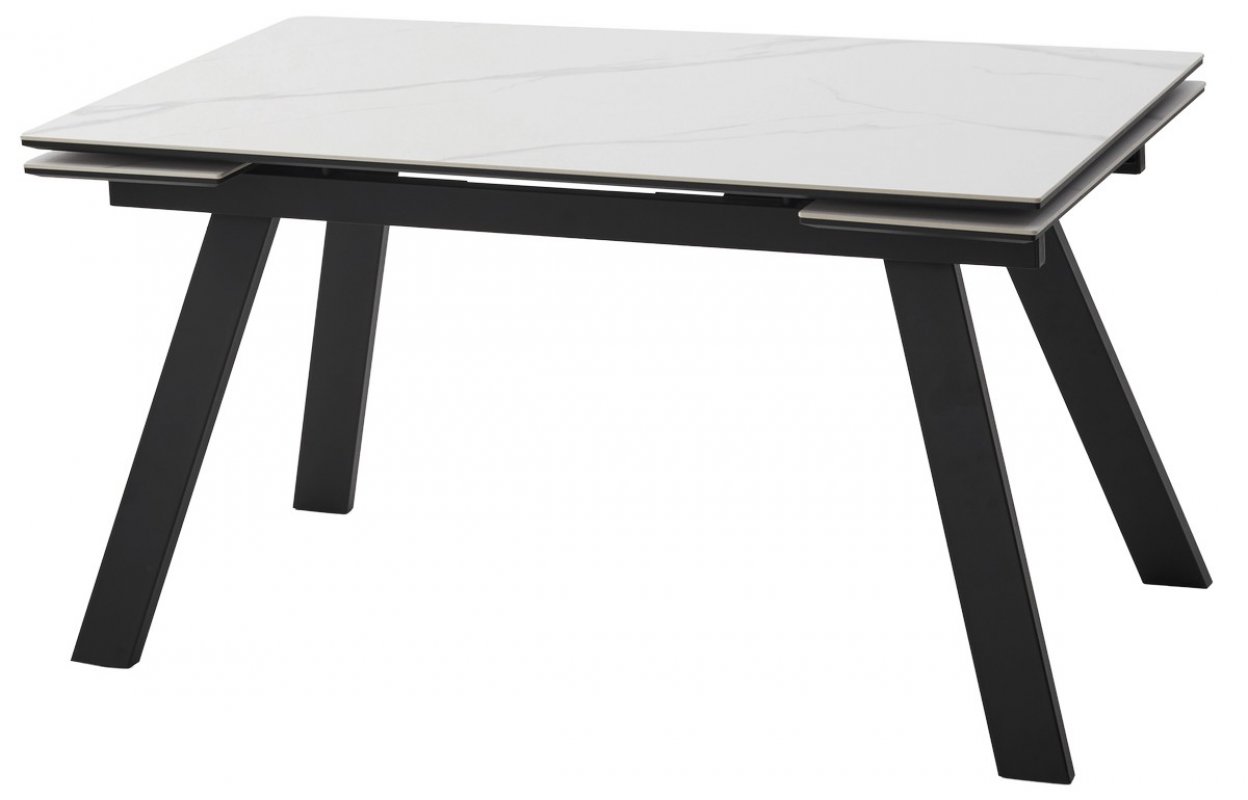 Стол МОРИС-2 140 MATTE БЕЛЫЙ МРАМОР, керамика / Черный каркас, М-City