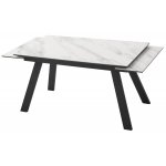 Стол МОРИС-2 140 БЕЛЫЙ МРАМОР АКТИВНЫЙ , керамика / Черный каркас, М-City