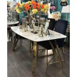 Стол обеденный Соар-2 F-1690,180х90х76 см, серо-золотая керамика/золото