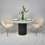 Стол Aura D110, керамогранит Calacatte gold мрамор, чёрный